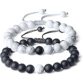 AmorWing Semi Precious Stones Onyx Howlite Yin Yang Mala Beads Relationship Bracelet