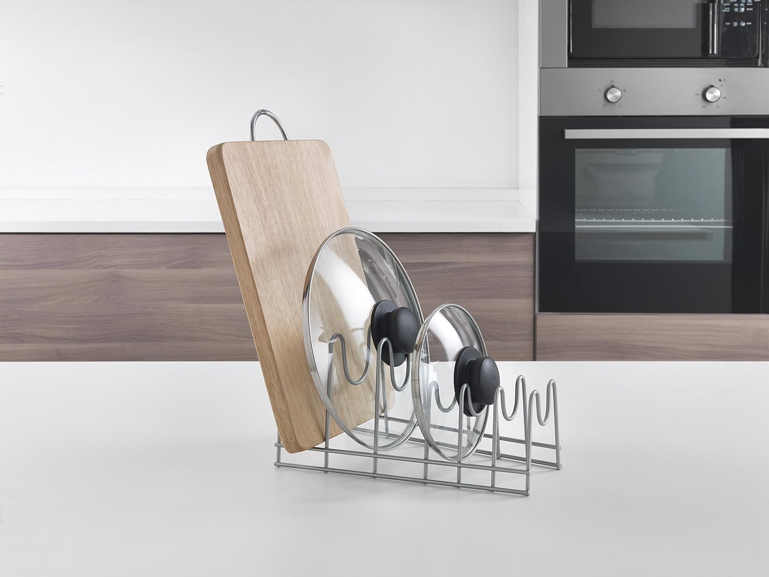 Metaltex Lido Pot Lid Holder, Space-saving Organiser for Kitchen Cooking Accessories Pans and Chopping Boards