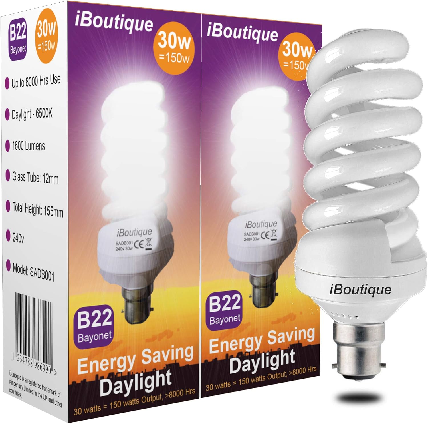 iBoutique 30W (B22) Daylight Energy Saving Light Bulb