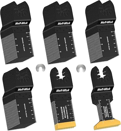 Meff-Mluk 50Pcs Oscillating Tool Blades Titanium Coated Universal Fit
