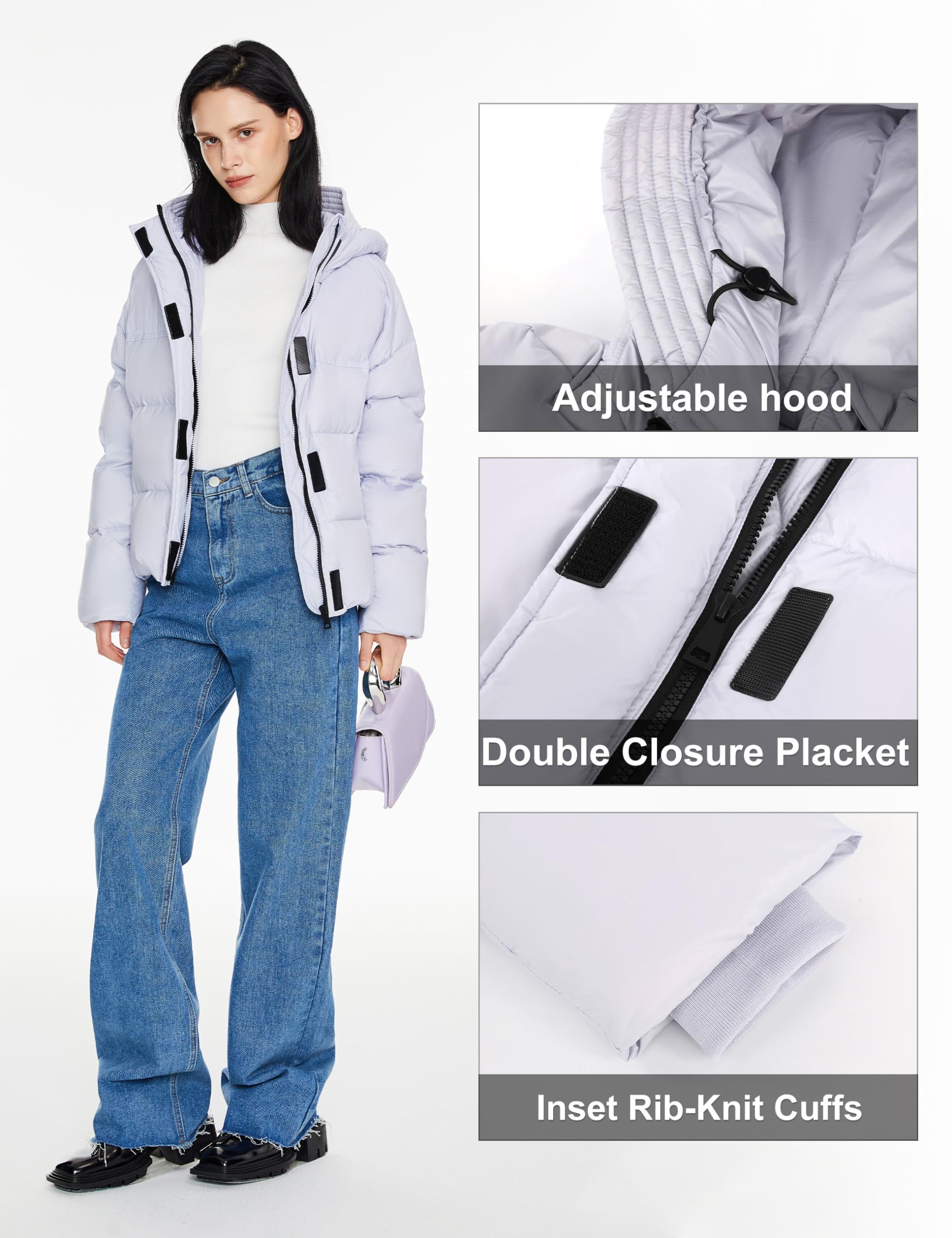 Orolay Women's Cropped Puffer Jacket Lightweight Winter Water-Resistant Down Coat with Hood