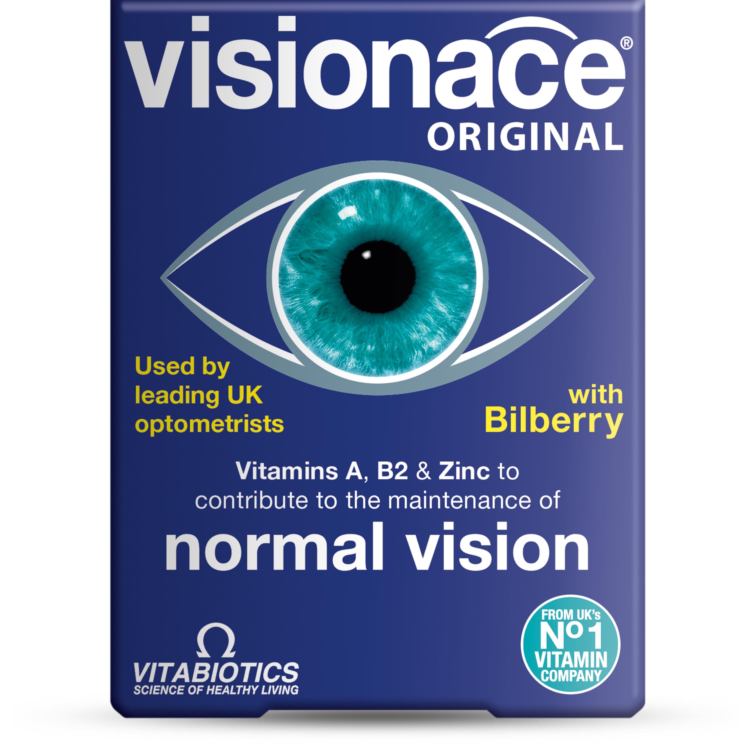 Visionace Original One-A-Day Formula Tablets to Support Vision Acuity and a Healthy Vision, by Vitabiotics
