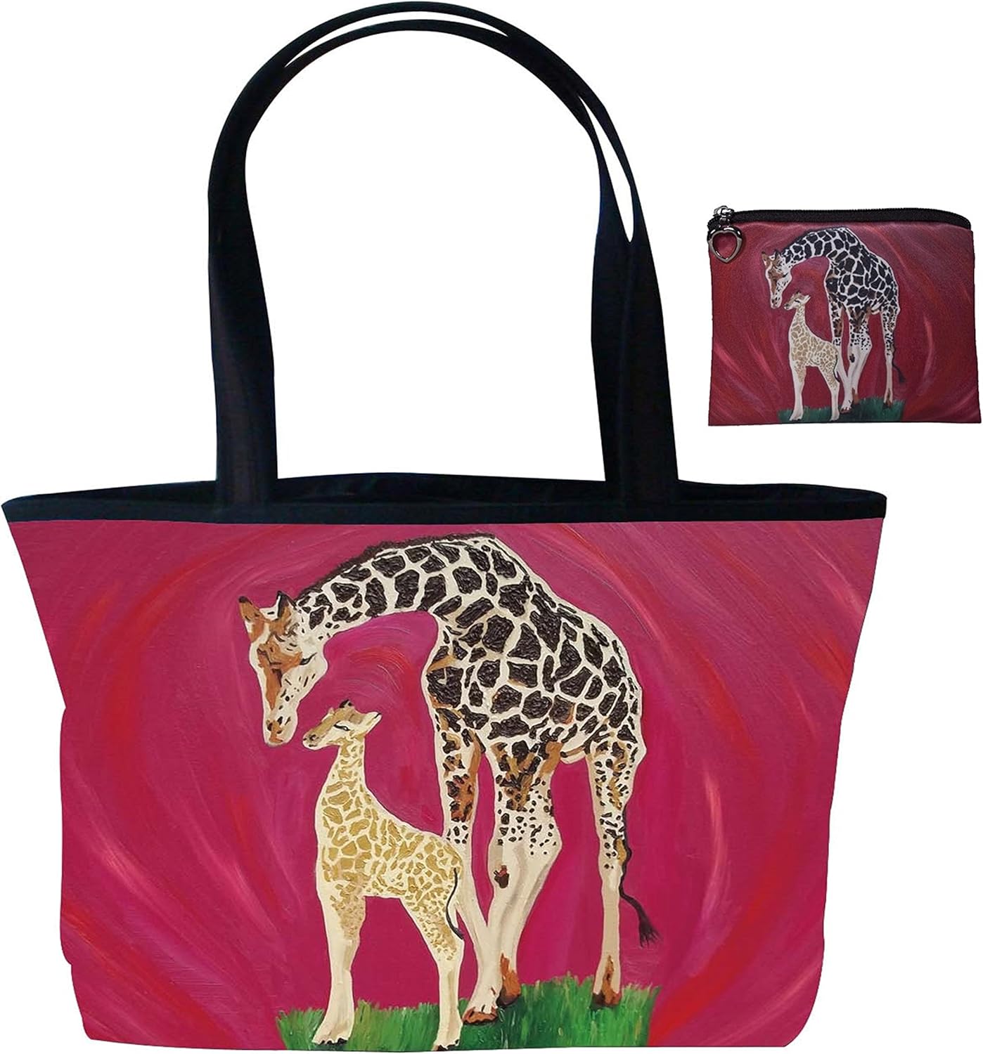 Giraffe Gift Set Shoulder Bag and Coin Purse- Support Wildlife Conservation - Read How - From My Original Painting, Full Circle