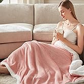ACCU-WARMTH Cozy Heated Blanket Twin Size - Fast Warming Electric Throw Blanket with 6 Heat Settings & 4 Hours Auto-Off, Ideal Gift for Her, 62"x84", Pink