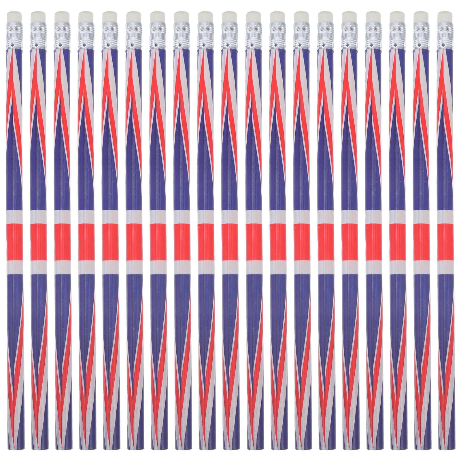 SHINEOFI 60Pcs Uk Flag Pencils British Union Jack Pattern Wooden Pencils with Erasers for School Office Supplies Party Decor