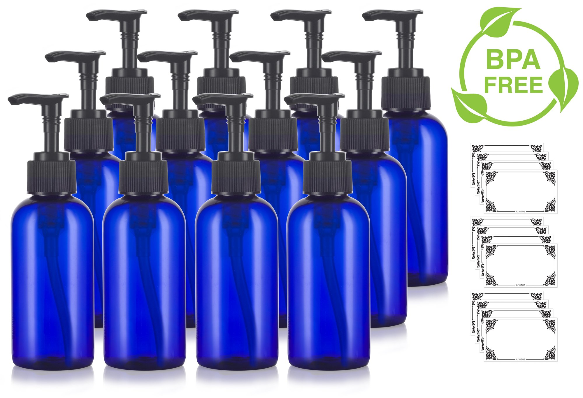 Cobalt Blue 16 oz Boston Round PET Bottles (BPA Free) with