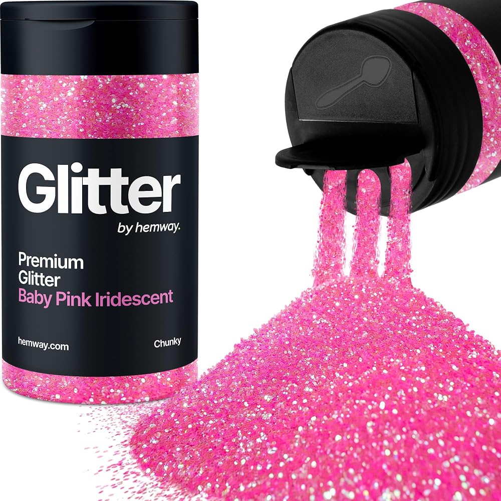 Hemway Baby Pink Iridescent Glitter Shaker 130g Chunky 1/40" Flake