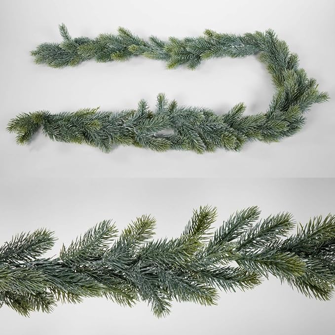 Seidenblumen Roß Tannengirlande Kunststoff 175cm Schneeoptik DP