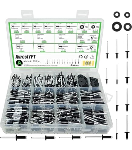 Smseace 900Pcs Pop Rivets Assortment Kit 14-Sizes