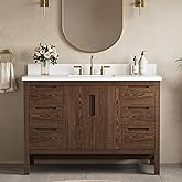 DELUXE LIVING 48 Inch Bathroom Vanity with Sink, Solid Wood Bathroom Cabinet with Soft Closing Doors & Dovetail Drawers, Quar