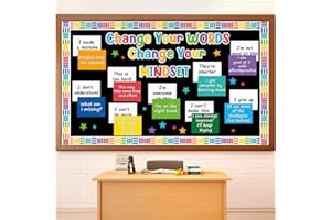 Justforjoyful Growth Mindset Bulletin Board Set Motivational Growth Posters Classroom Decorations Teacher Inspirational Educational Supplies Positive Sayings Accent Display Set for Elementary