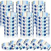Glenmal 500 Pcs Wristbands for Event Neon Patriotic Star Wristbands Bulk for Events Plastic Waterproof Carnival Wrist Bands Adhesive Bracelet for 4th of July 250 Anniversary(Blue)