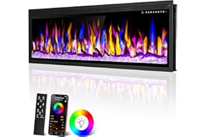ALPACA Smart 50" WiFi-Enabled Electric Fireplace Heater, Recessed in-Wall and Wall-Mounted Linear Fireplace,Compatible with Alexa,13 Adjustable Flame Color and 5 Brightness,1500/750 Watt Heater,Black