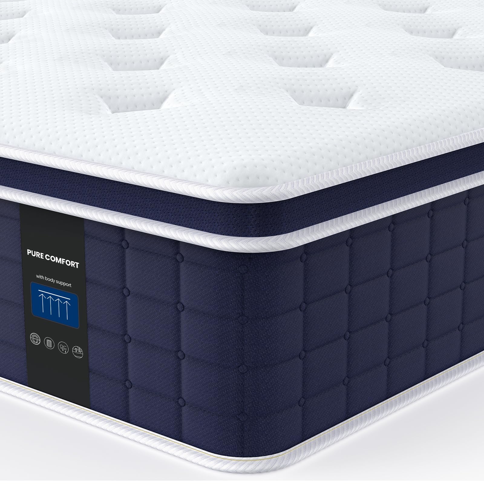 Photo 1 of Coolvie California King Mattress in a box, Medium Firm 12 Inch Hybrid Cal King Mattress with Pocket Spring, Pressure Relief, Cooling, Personalized Support for Heavy People, CertiPUR-US® Certified Foam