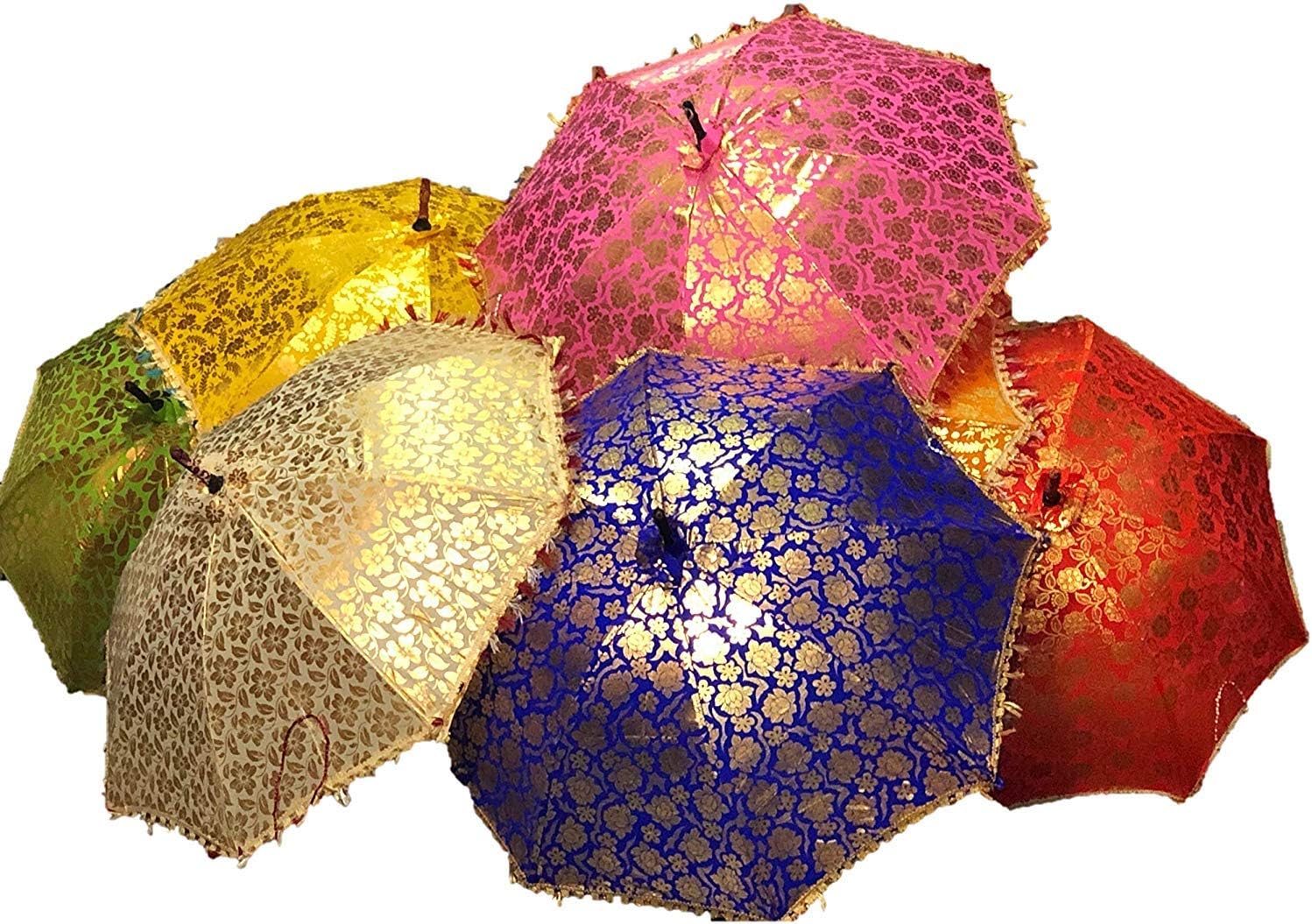 Amazon Com Textile Treasure Indian Wedding Umbrellas Hippie Beach Silk Umbrella Multi Colored Uv Protection Sun Umbrella Boho Outdoor Patio Indian Parasol 30 Pc Garden Outdoor