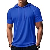 MAGCOMSEN Men's Short Sleeve Hoodie Workout Gym Athletic Cotton Lightweight Hooded T Shirts Sweatshirt