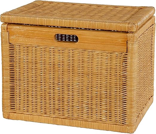 Cesta con tapa mimbre trenzado color miel, cestas, caja - indio en DE: Amazon.es: Hogar