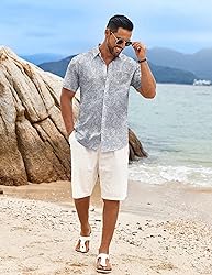 COOFANDY Men's Hawaiian Flower Shirt Summer Beach