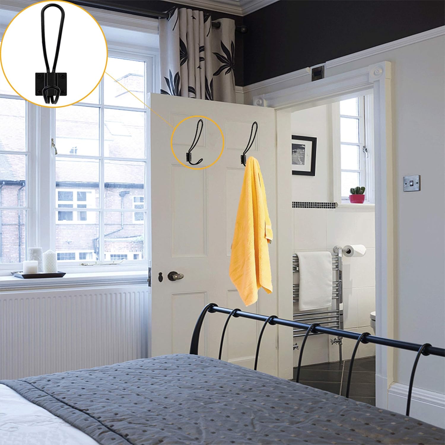 Rustic Entryway Hooks-12 Pack Farmhouse Hooks with Metal Screws Included,Black Decorative Wall Mounted Rustic Coat Hooks Rack, Double Vintage Organizer Hanging Wire Hook Clothes Hanger: Home Improvement