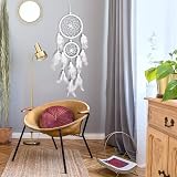 Mitening Handmade White Dream Catcher with Feathers & Pearls for Decor view 6