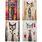 GCFET Whimsical Cat Hand Towels - Funny Cat Mom Gifts, 16x24 Inches Set of 4