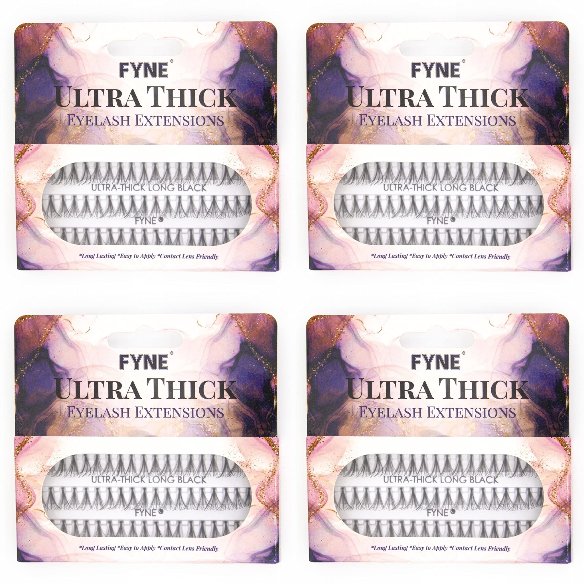FYNE Individual Eyelashes, Black [240 Pcs, Ultra Thick Long 12mm, Pack of 4] Individual lashes, Eyelash Extensions, Natural Look, Volume Cluster Lashes, False Lash Cluster