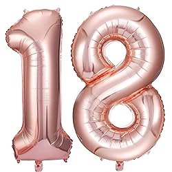 Jonhamwelbor 18 Number Balloons Rose Gold Big Giant