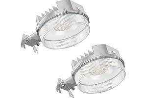 CINOTON LED Barn Light, Dusk to Dawn Outdoor Lighting, 42W 4950LM 5000K Daylight, Security Flood Light, UL Listed, IP65 Waterproof Outside Area Light with Photocell, Silver 2 Pack