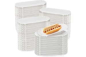 ZEAYEA 150 Pcs Hot Dog Tray, 8" Heavy Duty Cardboard Paper Food Tray, White Fluted Paper Hot Dog Liners for to-Go Orders, Tak