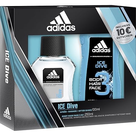 adidas Geschenkset Ice Dive 1 Set beinhaltet: Ice Dive After Shave (100 ml) & Ice Dive Body, Hair & Face 3in1 Duschgel (250 m