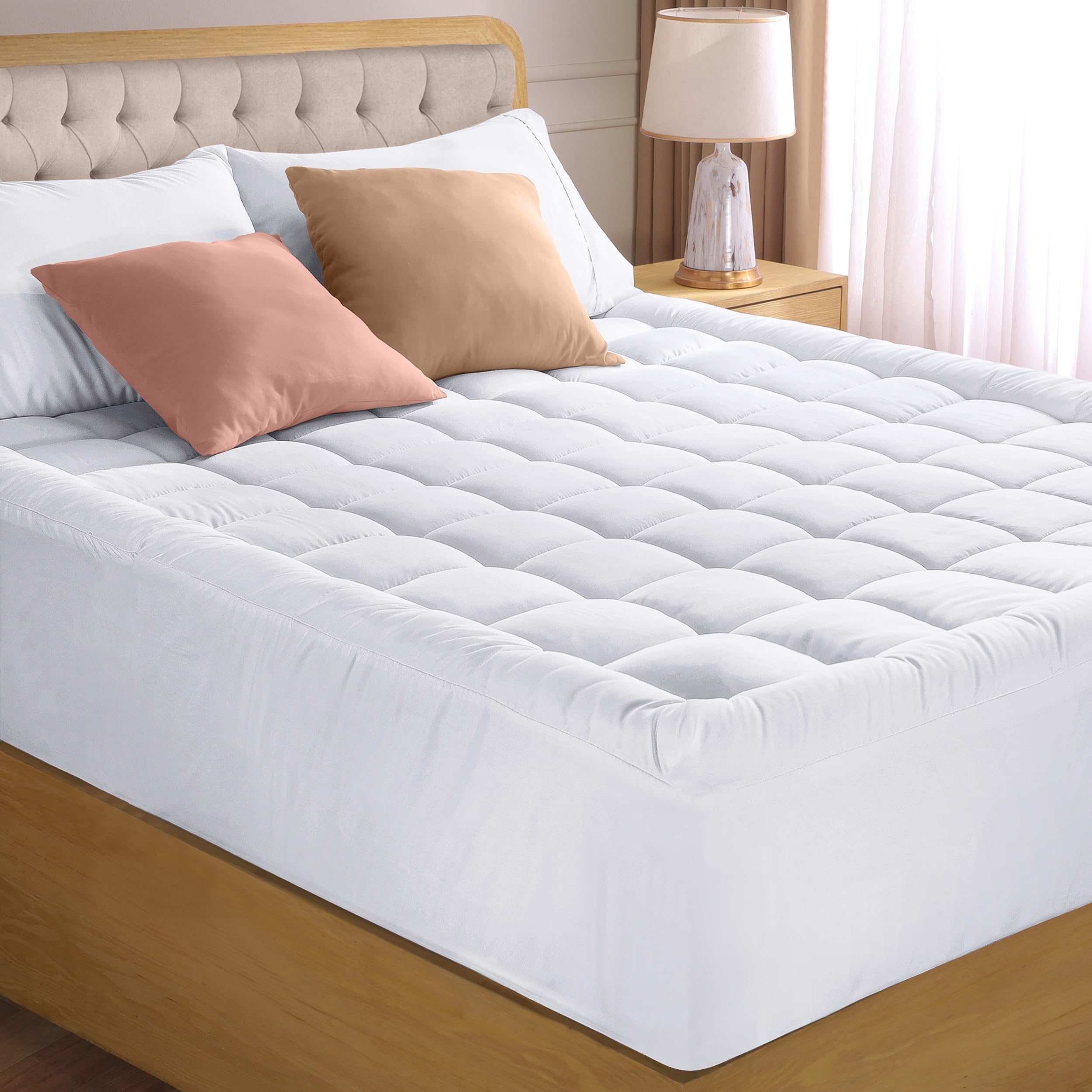 Photo 1 of Utopia Bedding Full Mattress Pad, Quilted Fitted Premium Mattress Protector, Deep Pocket Cover Stretches up to 16 Inches, Fluffy Pillow Topper (54x75 Inches, White)