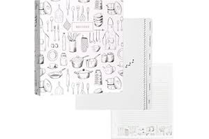 Jot & Mark 3 Ring Recipe Binder 8.5" x 11" | Full-Page with Clear Protective Sleeves and Color Printing Paper for Family Recipes (8.5"x11" Recipe Binder, Culinary Crockery)