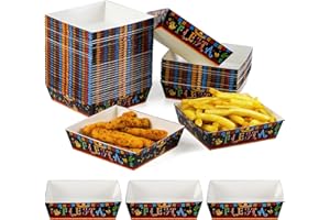 FETHWOIN 50 Pcs Cinco De Mayo Fiesta Paper Food Trays Party Decorations, Disposable Snack Trays Taco Holder Party Decorations for Popcorn Hot Dog Candy Salad Taco Theme Birthday