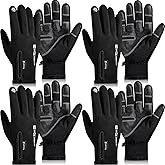 JaGely 4 Pairs Winter Gloves for Men Women Waterproof Snow Gloves Warm Touchscreen Outdoor Cold Weather Glove