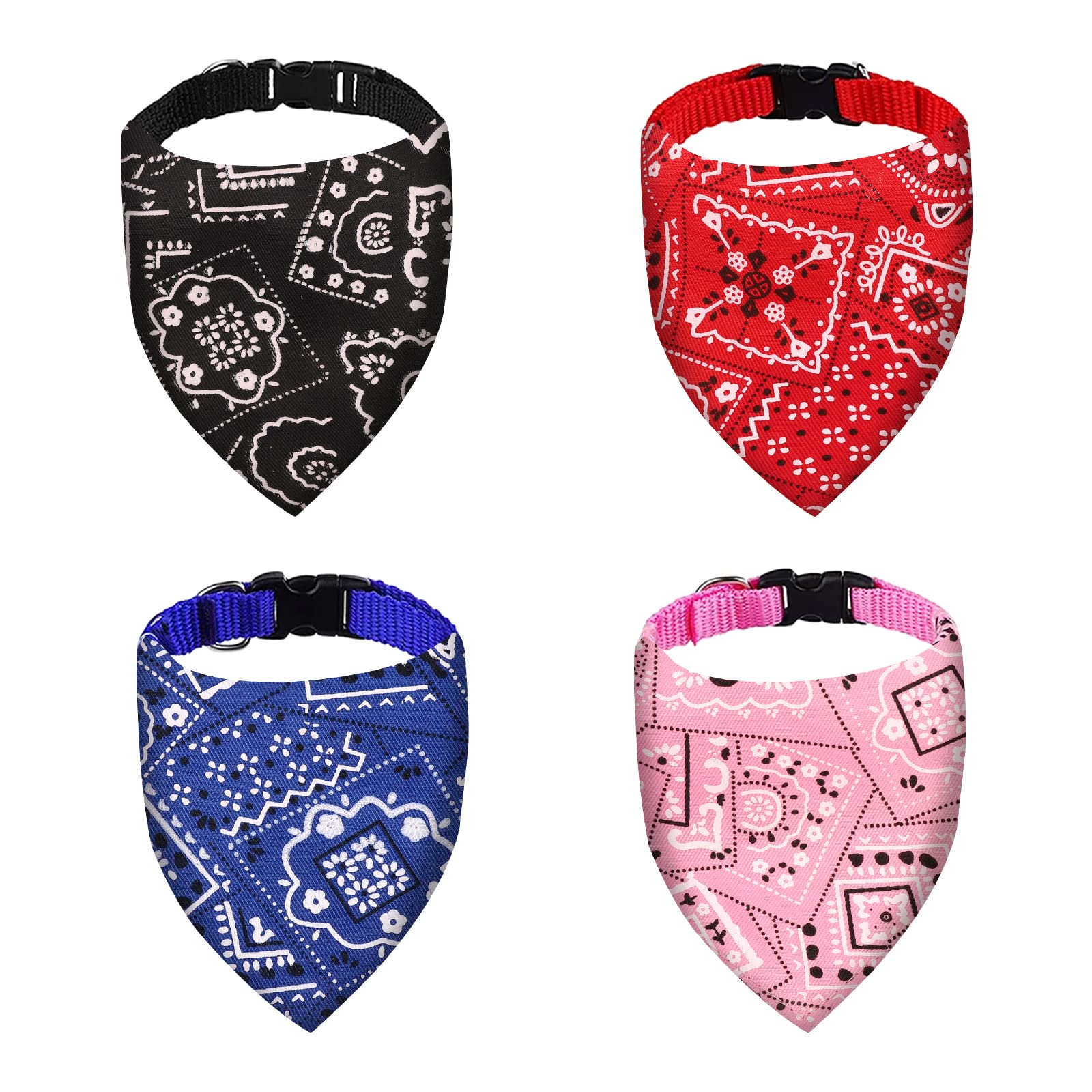 4 Pack Dog Bandanas,Pet Triangle Bibs,Boho Scarf Collar Kerchief,Adjustable Strap Neckerchief Set,Washable Pet Costume Accessories for Small Medium Large Girl or Boy Dogs Cats Puppy Decoration Supply