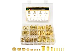 Siptenk 320PCS Brass Compression Sleeves Ferrules Inserts Fittings Assortment Kit for Tube OD 3/4" 5/8" 1/2" 3/8" 5/16" 1/4" 3/16" 1/8", 8 Sizes Air Brake Fittings for Air Water Fuel Oil