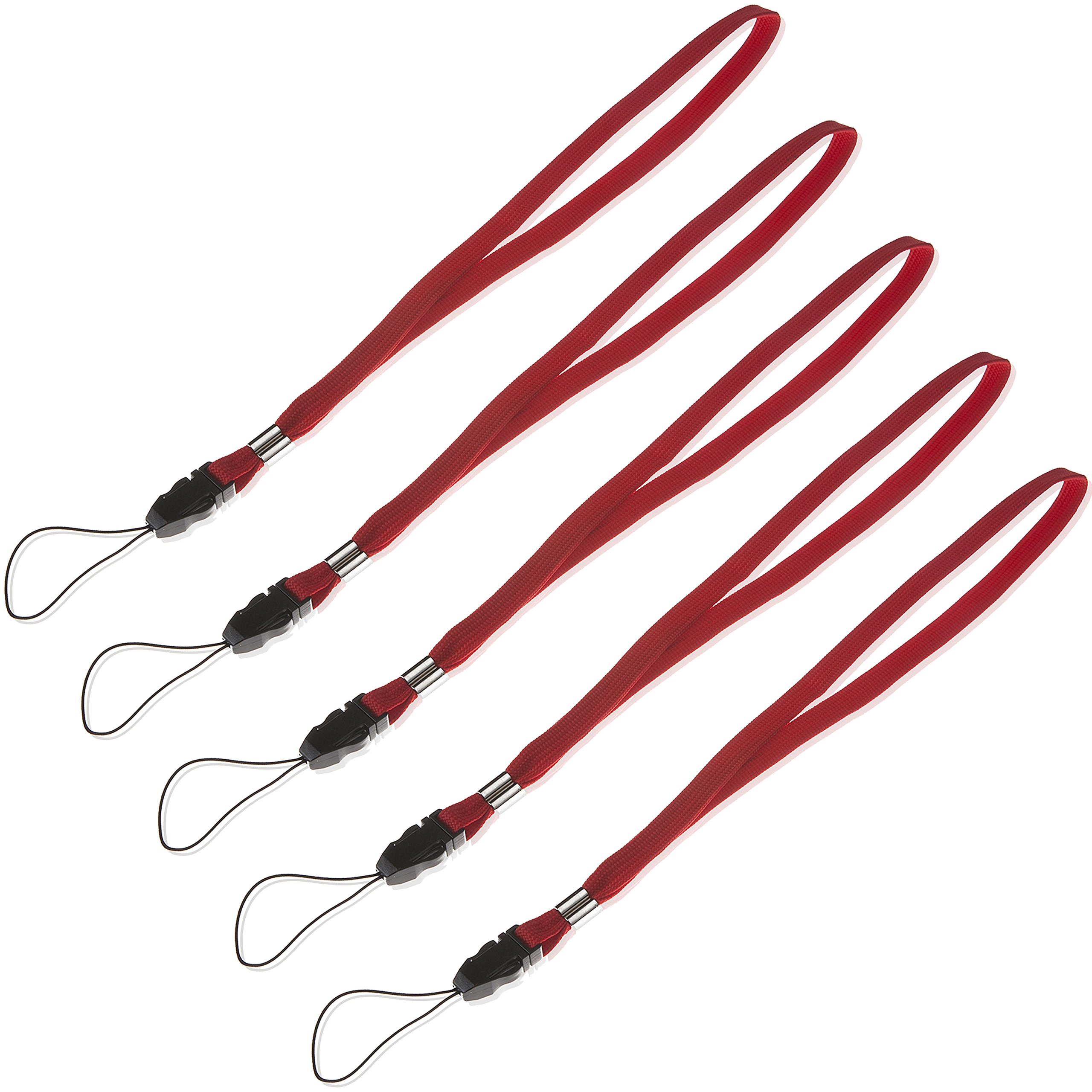 POPPSTAR 5x Wristband (colour red), Lanyard Hand Strap for Digital Camera, USB Stick, MP3 Player, Cell Phone, ActionCam, Smartphone and more