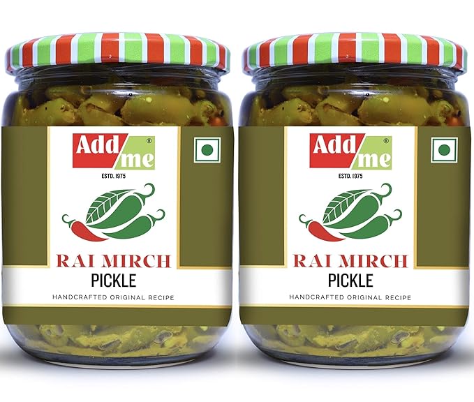 Add me Home Made Stuffed Green Chilli Pickle 500gm + 500gm Rajasthani Hari mirch ka achar