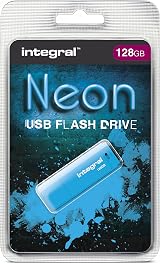 Integral 128GB Neon Blue USB 2.0 Flash Drive - Compact Capless Design view 2