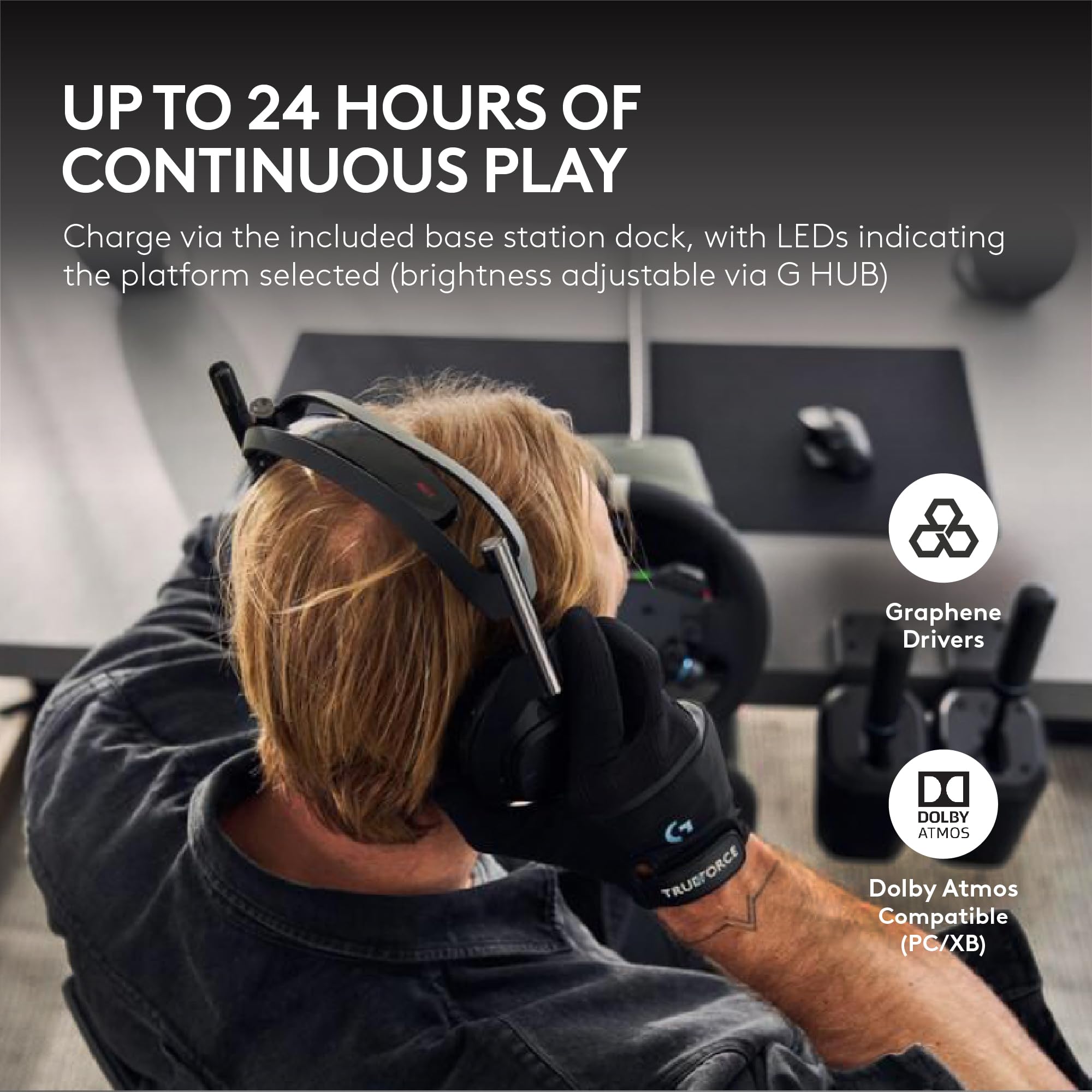 Logitech G Astro A50 X Omni-Platform Wireless Gaming Headset + Base Station for PS5, Xbox, PC: PLAYSYNC Video & Audio Switcher, HDMI 2.1 4K 120Hz VRR, 24 bit/48 kHz, 24hr Battery, 2.4GHz & BT - Black