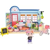 Honey Bee Acres in Bloom Flower Shop - 59-Piece Dollhouse Playset - Age 3+ | Pink Plastic, Miss Blossom Figure, Removable Clothing, No Assembly Required