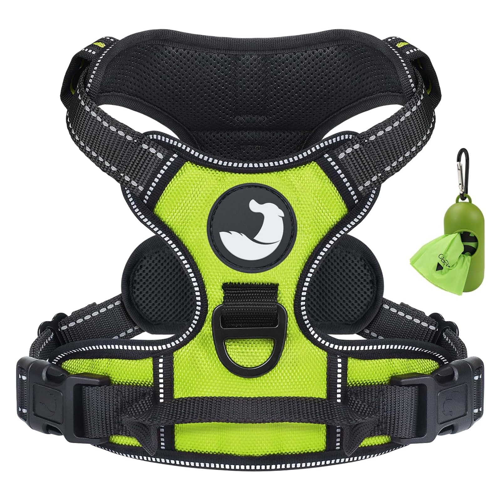 Joytale Dog Harness Small Dog No Pull Harness for Dogs with 2 Clips, Adjustable Soft Padded Dog Harness Reflective with Easy Control Handle for Walking and Training, Green, S