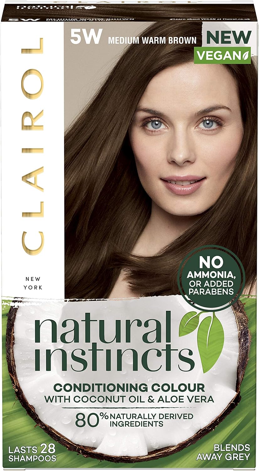 Clairol Natural Instincts Semi-Permanent No Ammonia Hair Dye, 5W Medium Warm Brown