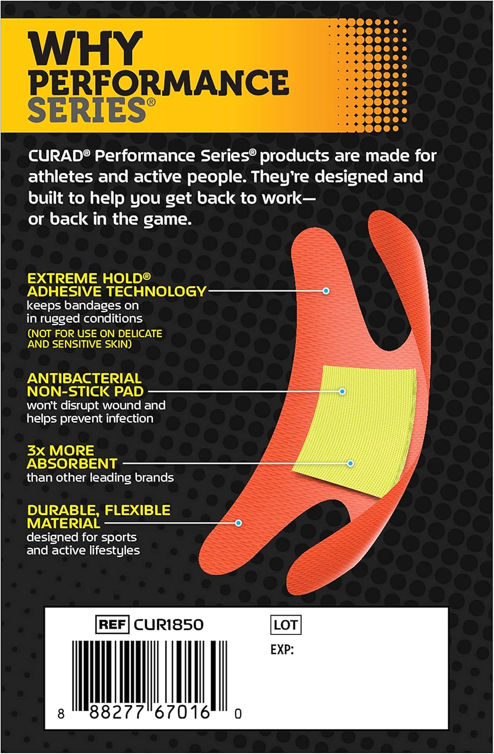 Curad Performance Series Adhesive Bandages, Assorted Variety Pack Includes Standard, XL, Finger & Knuckle Bandages, 50Count: Health & Personal Care