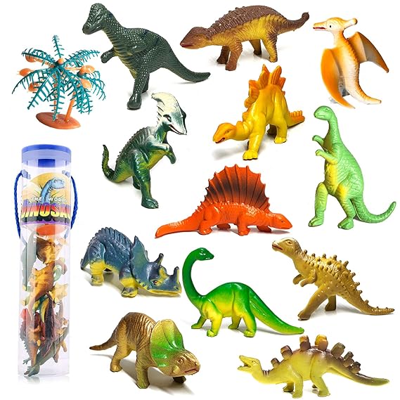 YIMORE Mini Dinosaurier Figuren Set Pädagogisches Realistische Dinos Spielzeug Kunststoff Modell für Kinder, 12ST