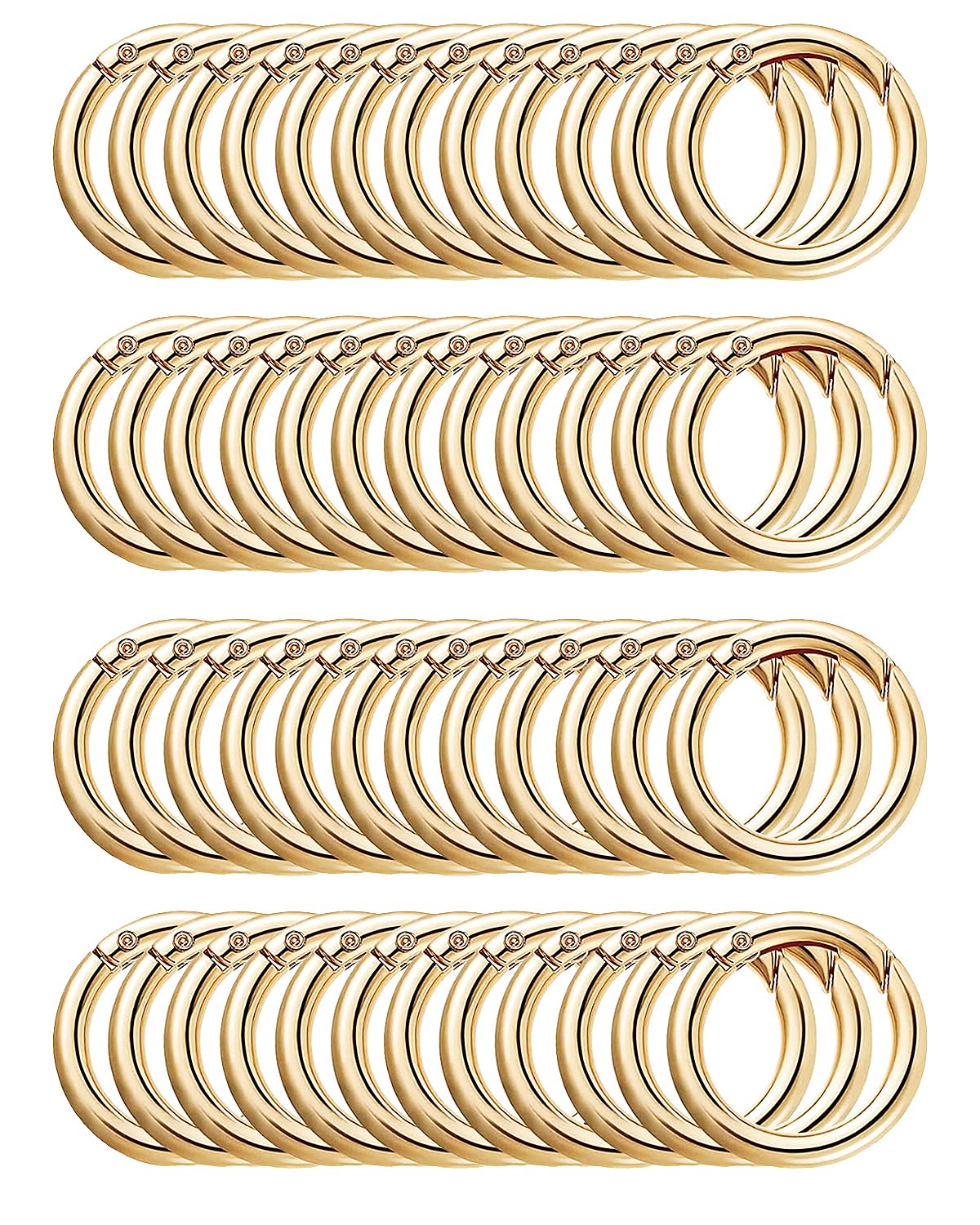 Photo 1 of 50pcs 1 Inch Metal Spring O Rings,Round Carabiners Clips Snap Hooks for Keychains, Purse, Shoulder Bag,DIY Crafts (Gold)
