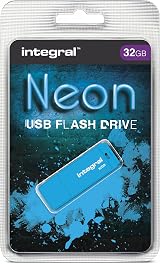 Integral 32GB Neon Blue USB 2.0 Flash Drive Stick Thumb Drive UK Support view 2
