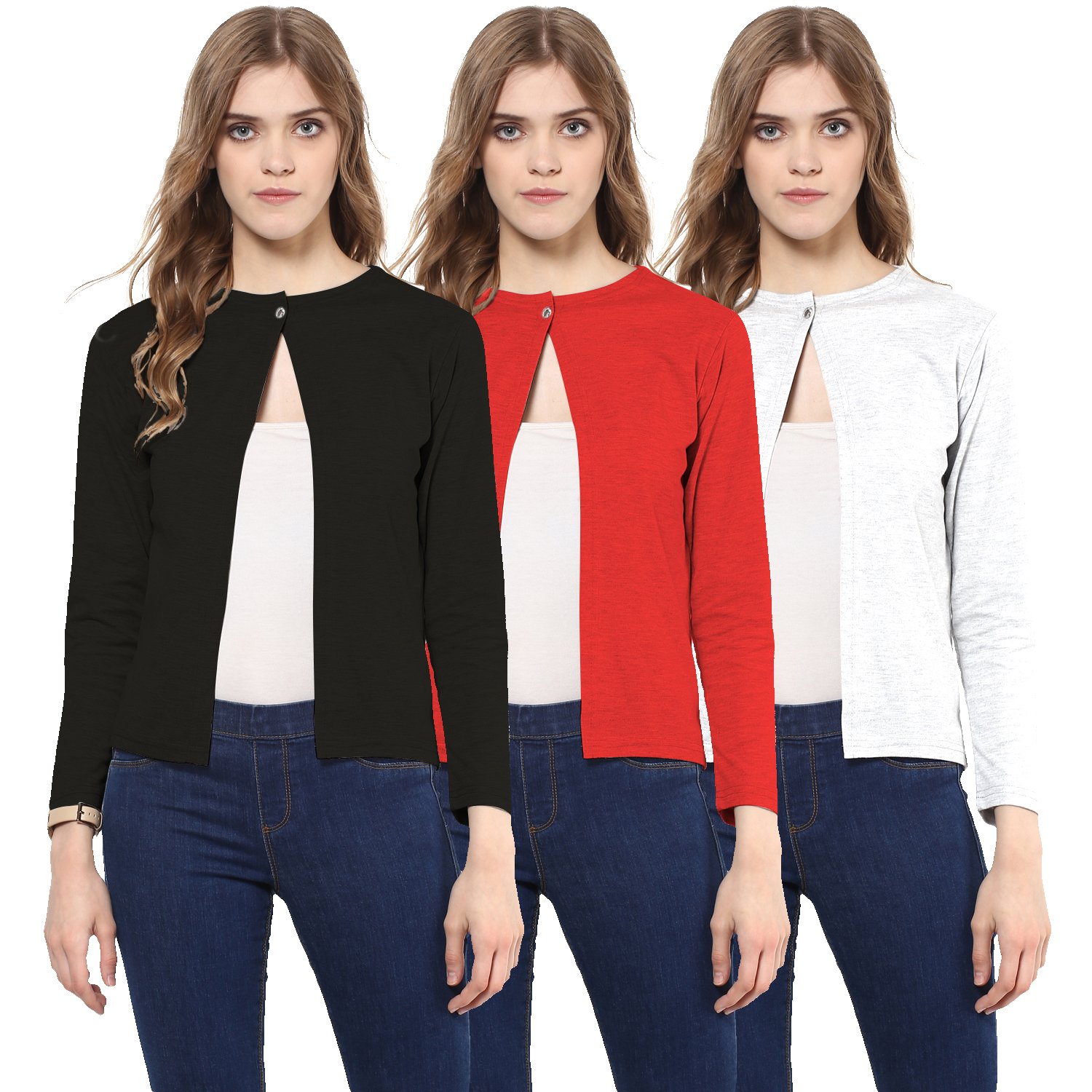 skidlers women's cotton shrugs-pack of 3