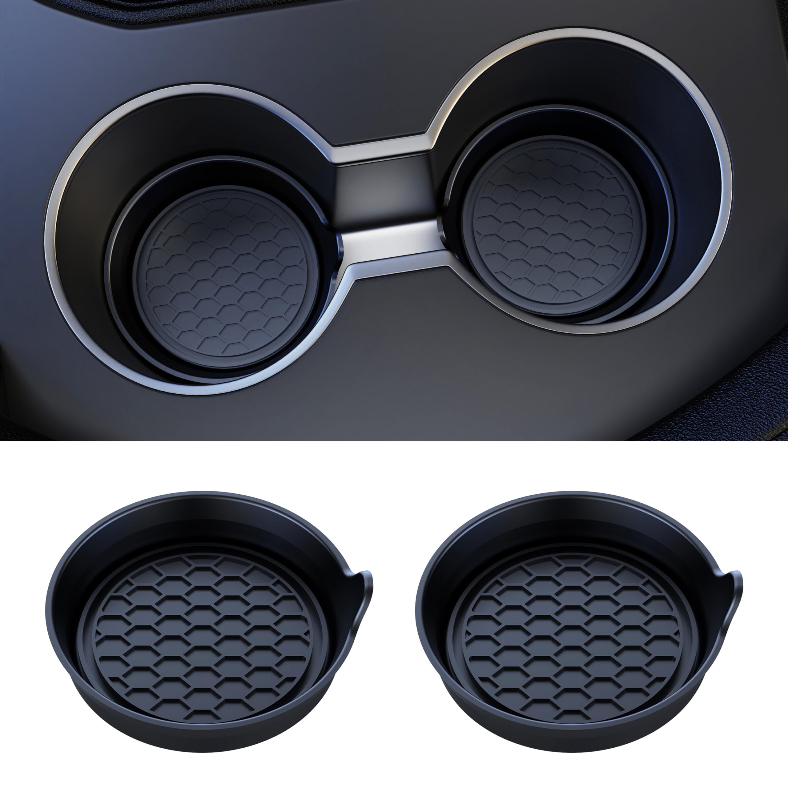 Amooca 2-Pack Car Cup Coaster Silicone Spill-Proof Cup Holder Inserts