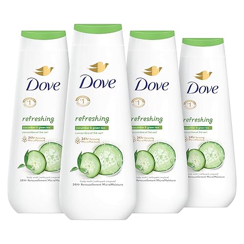 Dove Body Wash Refreshing Cucumber and Green Tea 4 Count Refreshes Skin Cleanser That Effectively Washes Away Bacteria While Nourishing Your Skin 20 oz